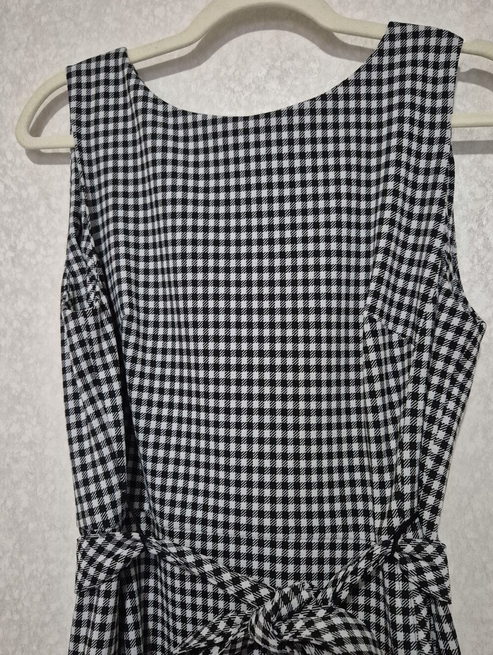 Calvin Klein Black and White Belted Gingham Ruffle Hem Midi Dress..Size:12 - Picture 4 of 11